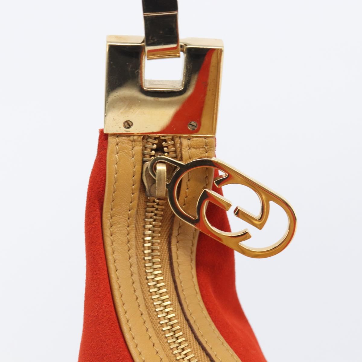 GUCCI Shoulder Bag Suede Red Gold 001 3812 Auth 208709V