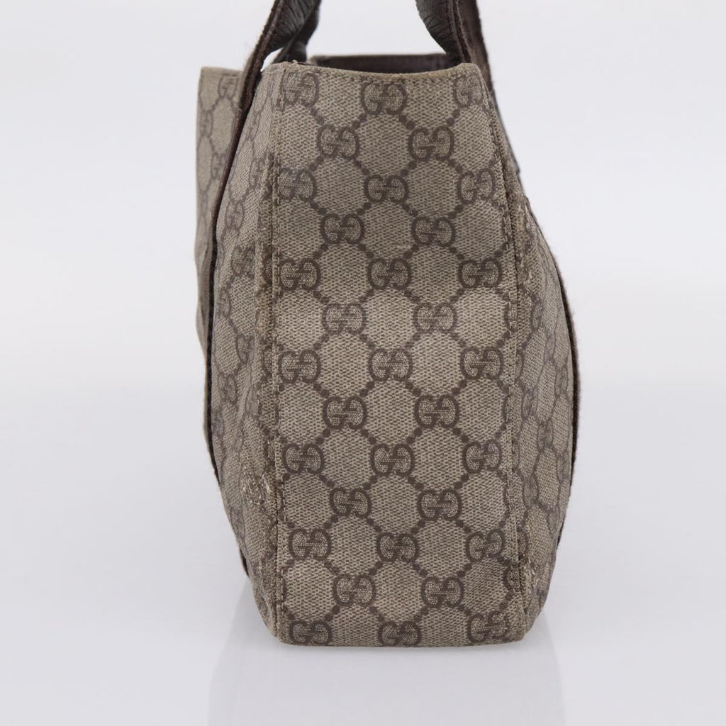 GUCCI GG Supreme Tote Bag PVC Beige Silver 141976 Auth 208730