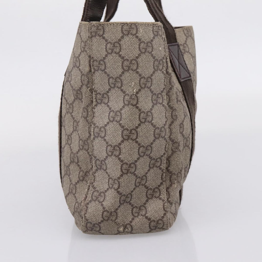 GUCCI GG Supreme Tote Bag PVC Beige Silver 141976 Auth 208730