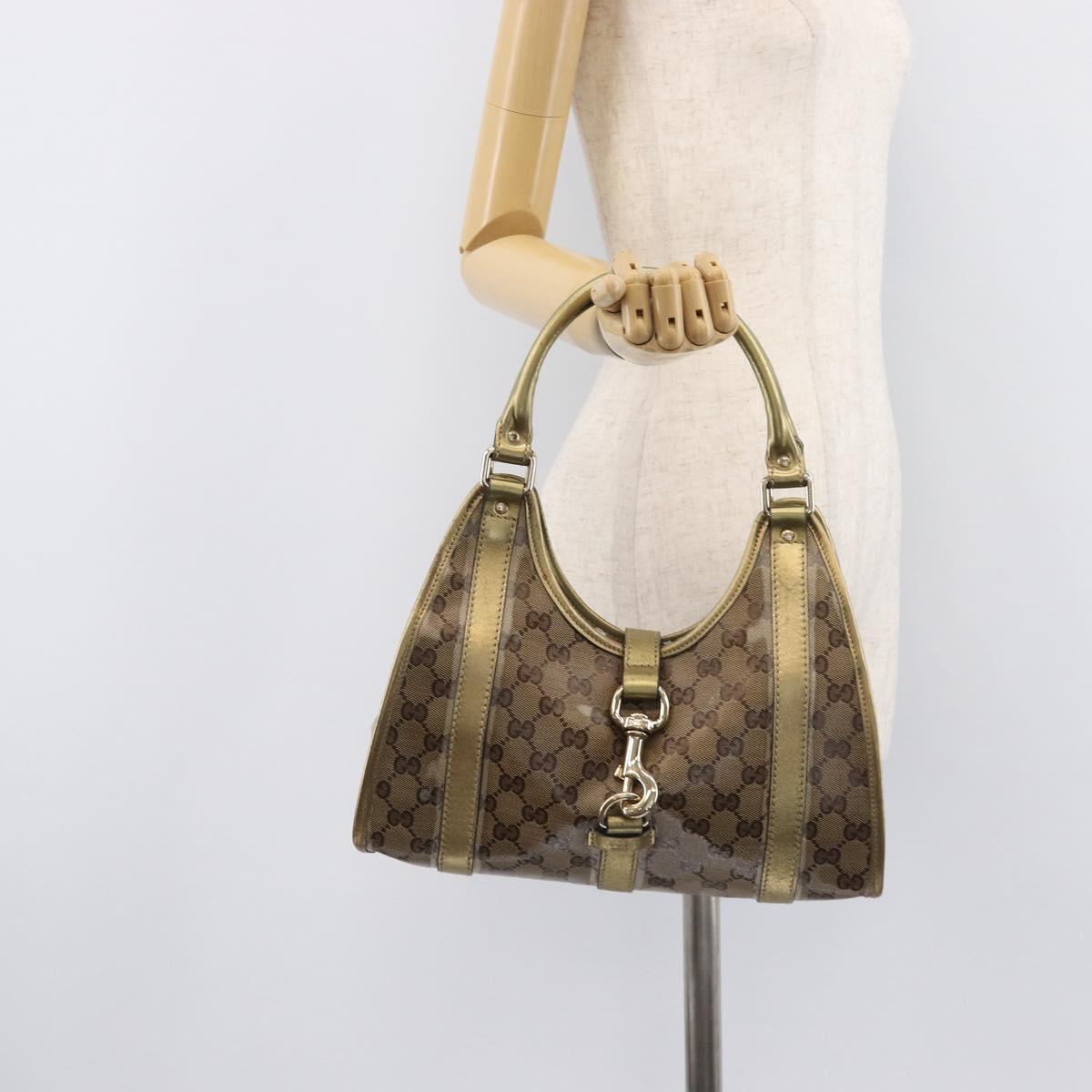 GUCCI GG Crystal Jackie Shoulder Bag Beige Gold 203495 Auth 208732
