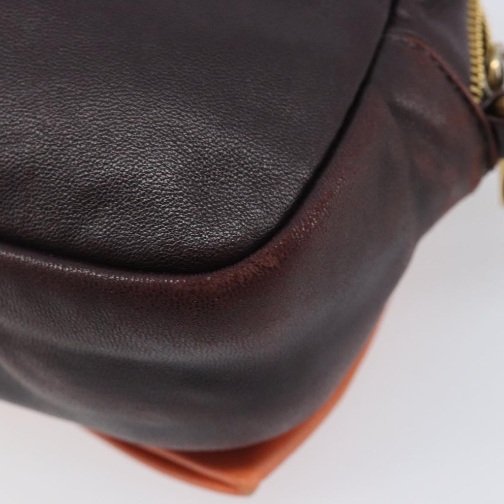 PRADA Shoulder Bag Leather Brown Gold Auth 208810