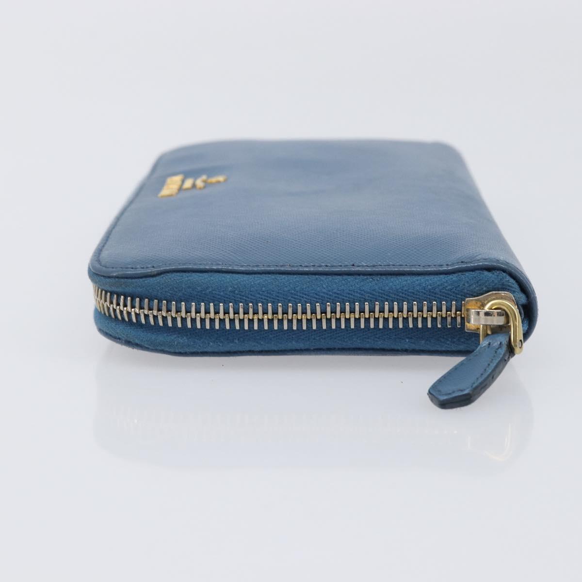 PRADA Long Wallet Safiano Leather Blue Gold Auth 208819A