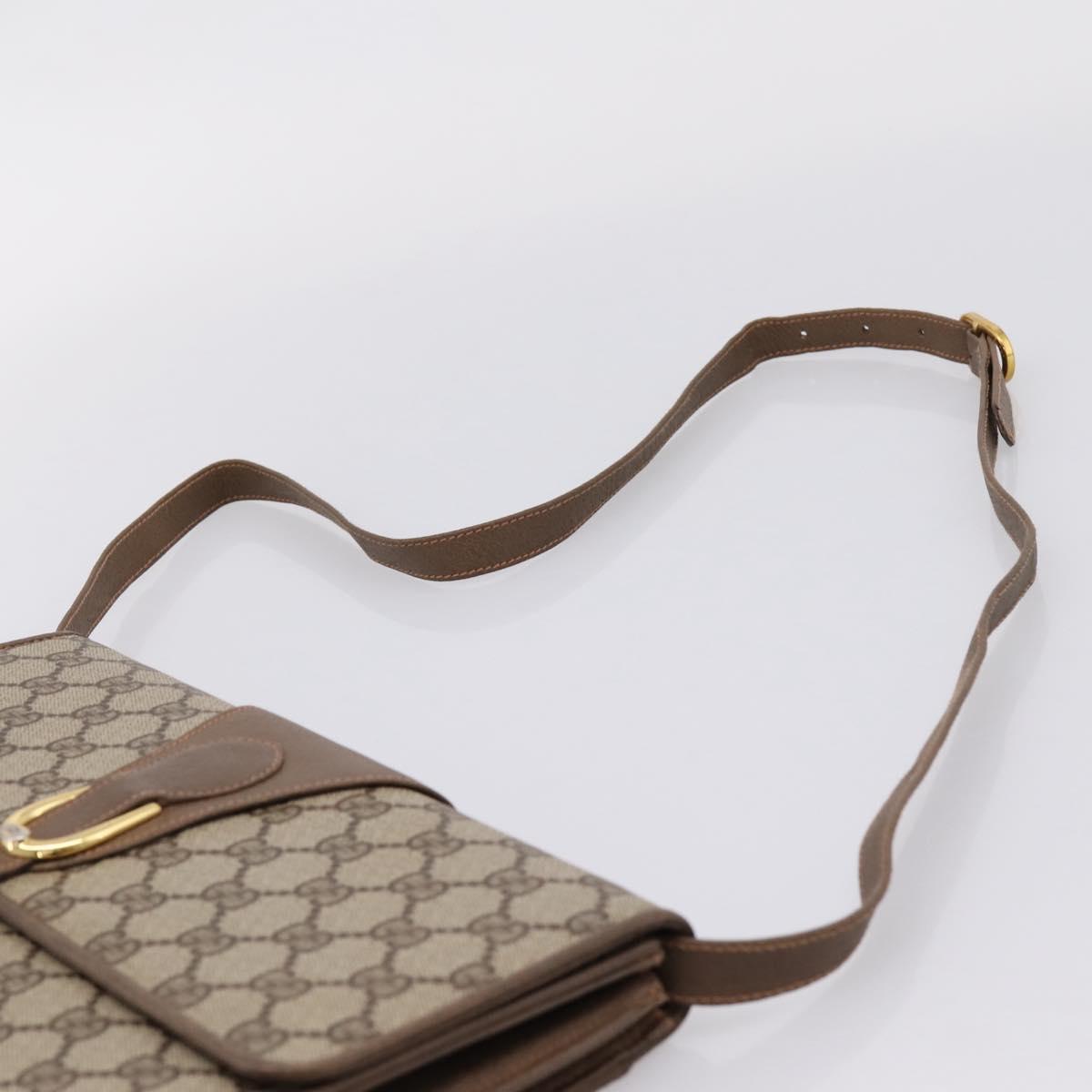 GUCCI GG Supreme Shoulder Bag PVC Beige Gold Tone Auth 208875
