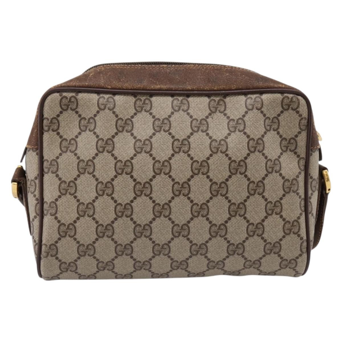 GUCCI GG Supreme Web Sherry Line Shoulder Bag PVC Beige 56 02 088 Auth 209137