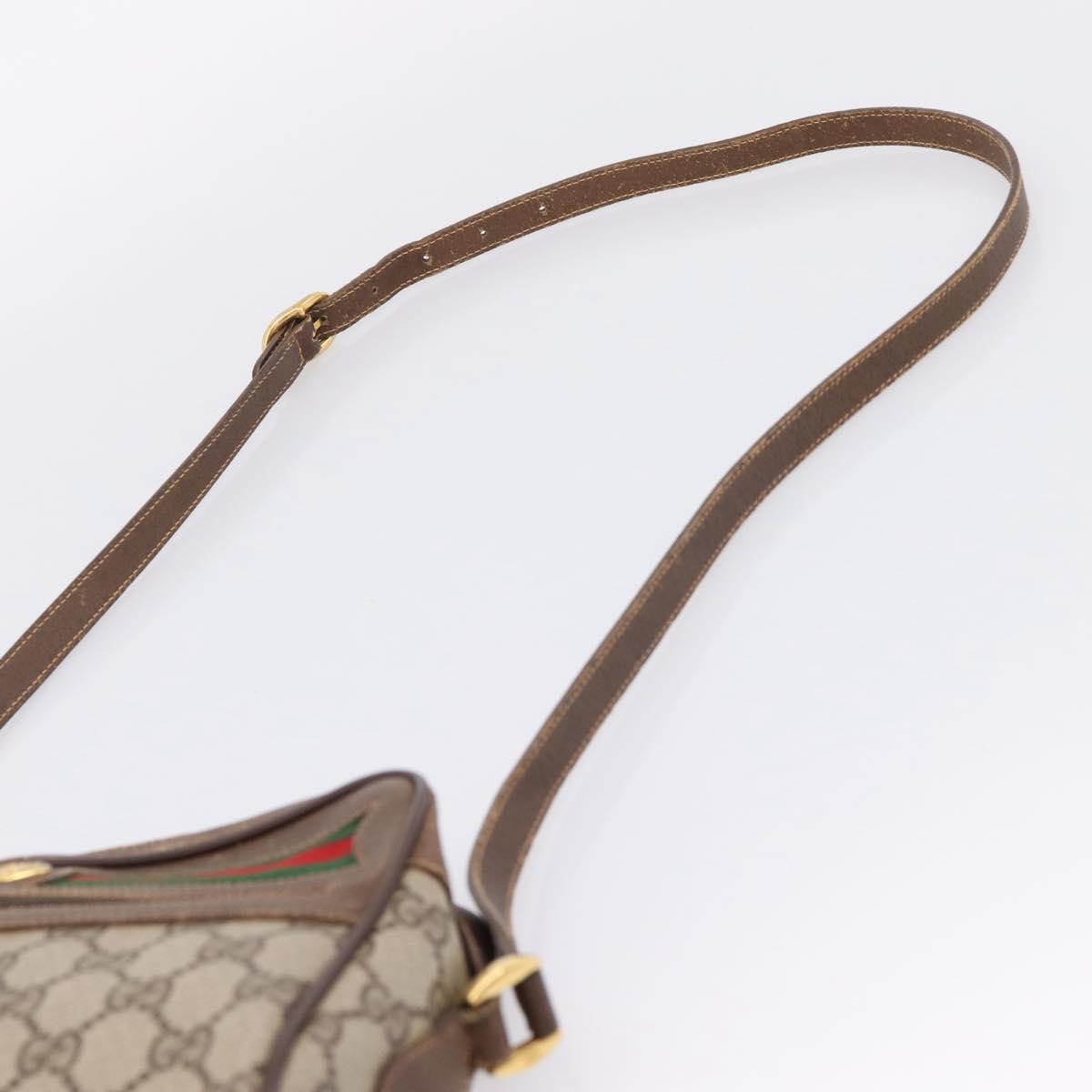 GUCCI GG Supreme Web Sherry Line Shoulder Bag PVC Beige 56 02 088 Auth 209137