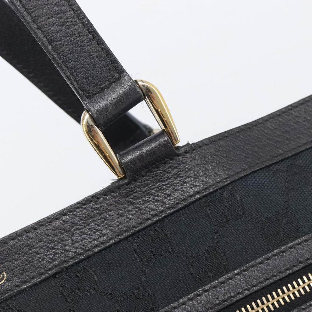 GUCCI GG Canvas Tote Bag Black Gold Tone 146247 Auth 209139