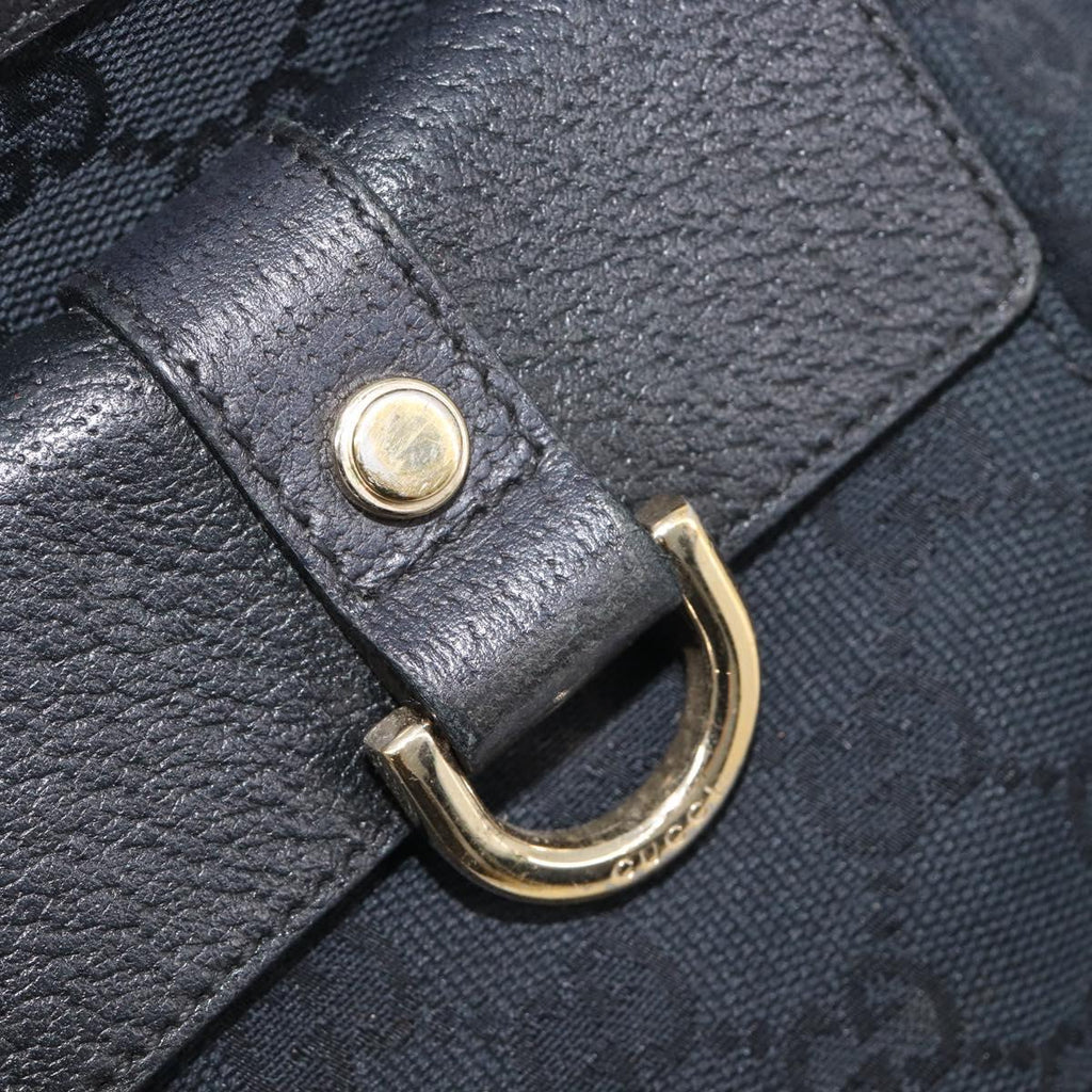 GUCCI GG Canvas Tote Bag Black Gold Tone 146247 Auth 209139