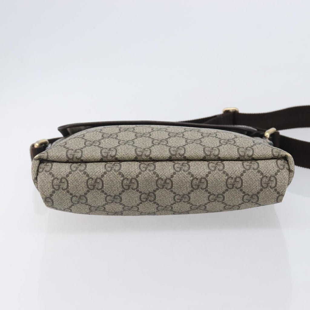 GUCCI GG Supreme Shoulder Bag PVC Brown Gold Tone 223666 Auth 209141