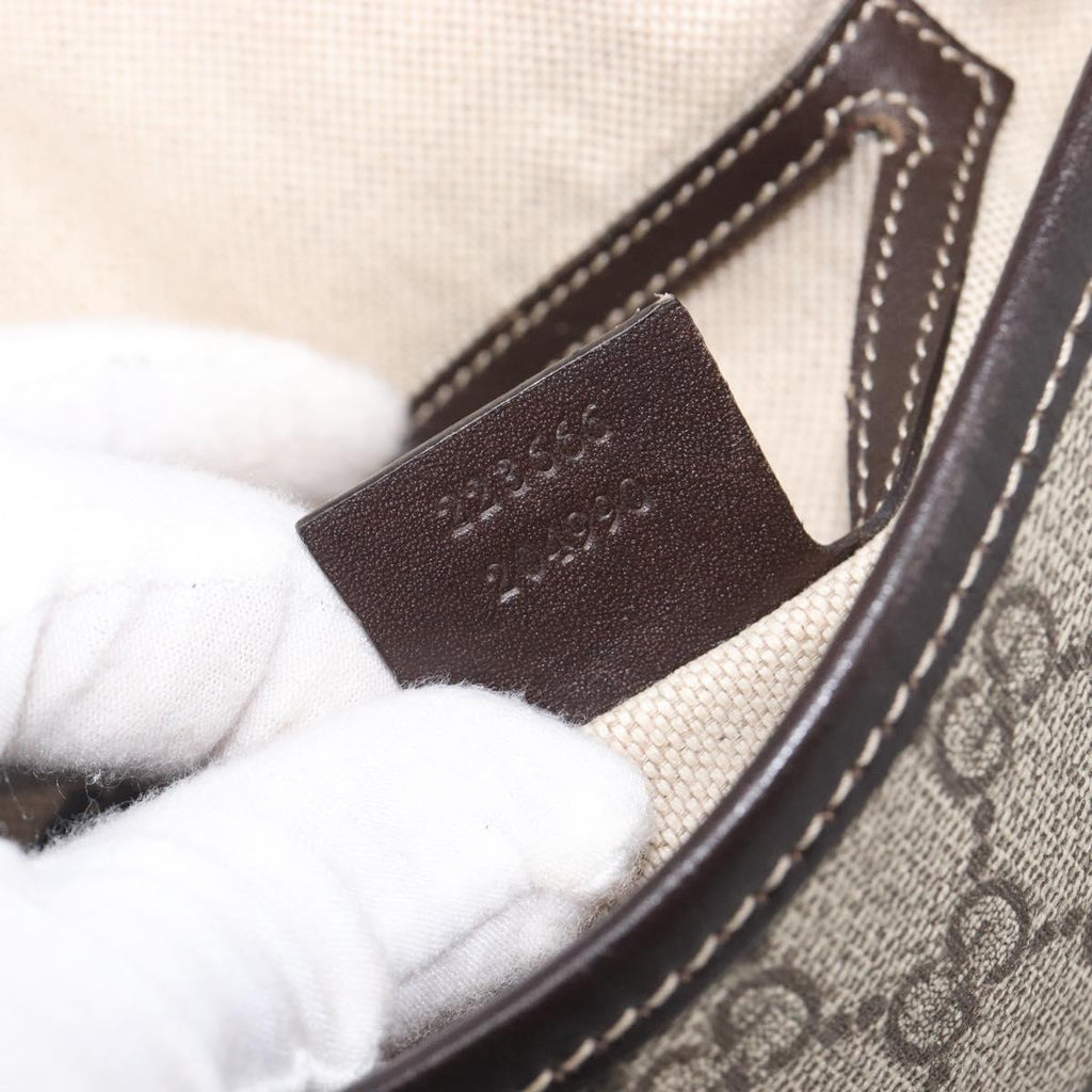 GUCCI GG Supreme Shoulder Bag PVC Brown Gold Tone 223666 Auth 209141