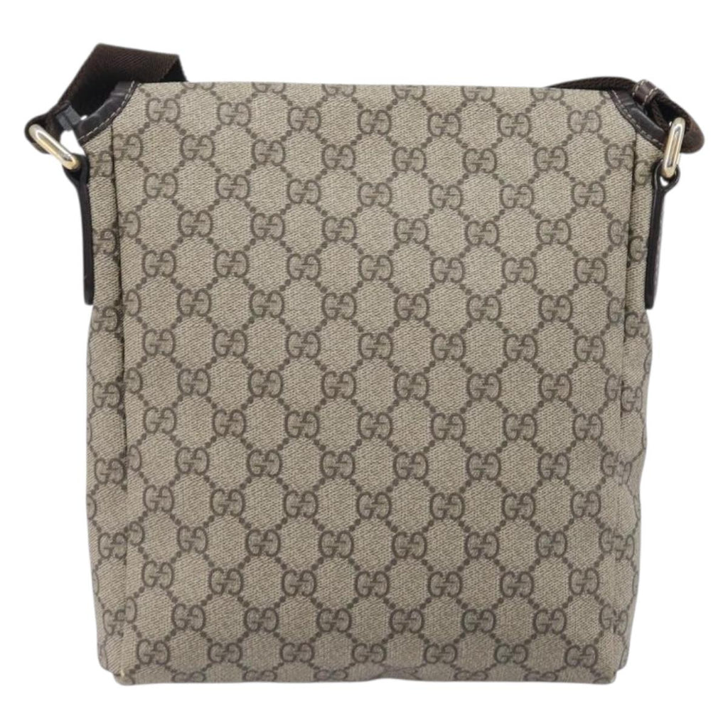 GUCCI GG Supreme Shoulder Bag PVC Brown Gold Tone 223666 Auth 209141