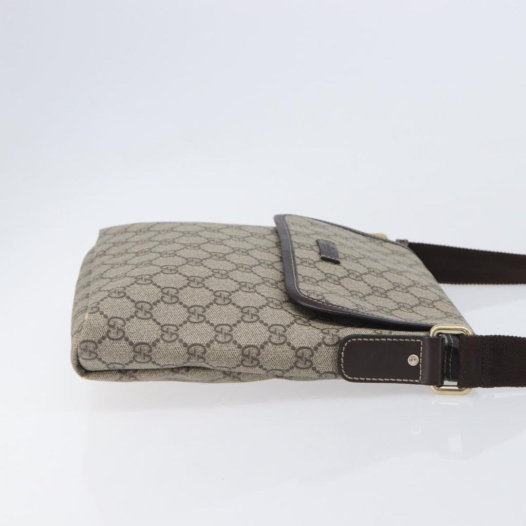 GUCCI GG Supreme Shoulder Bag PVC Brown Gold Tone 223666 Auth 209141