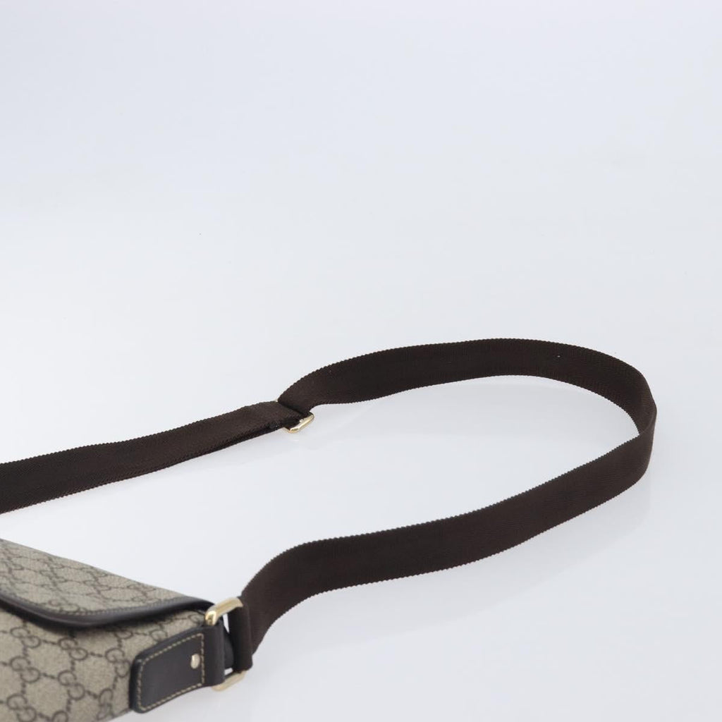 GUCCI GG Supreme Shoulder Bag PVC Brown Gold Tone 223666 Auth 209141