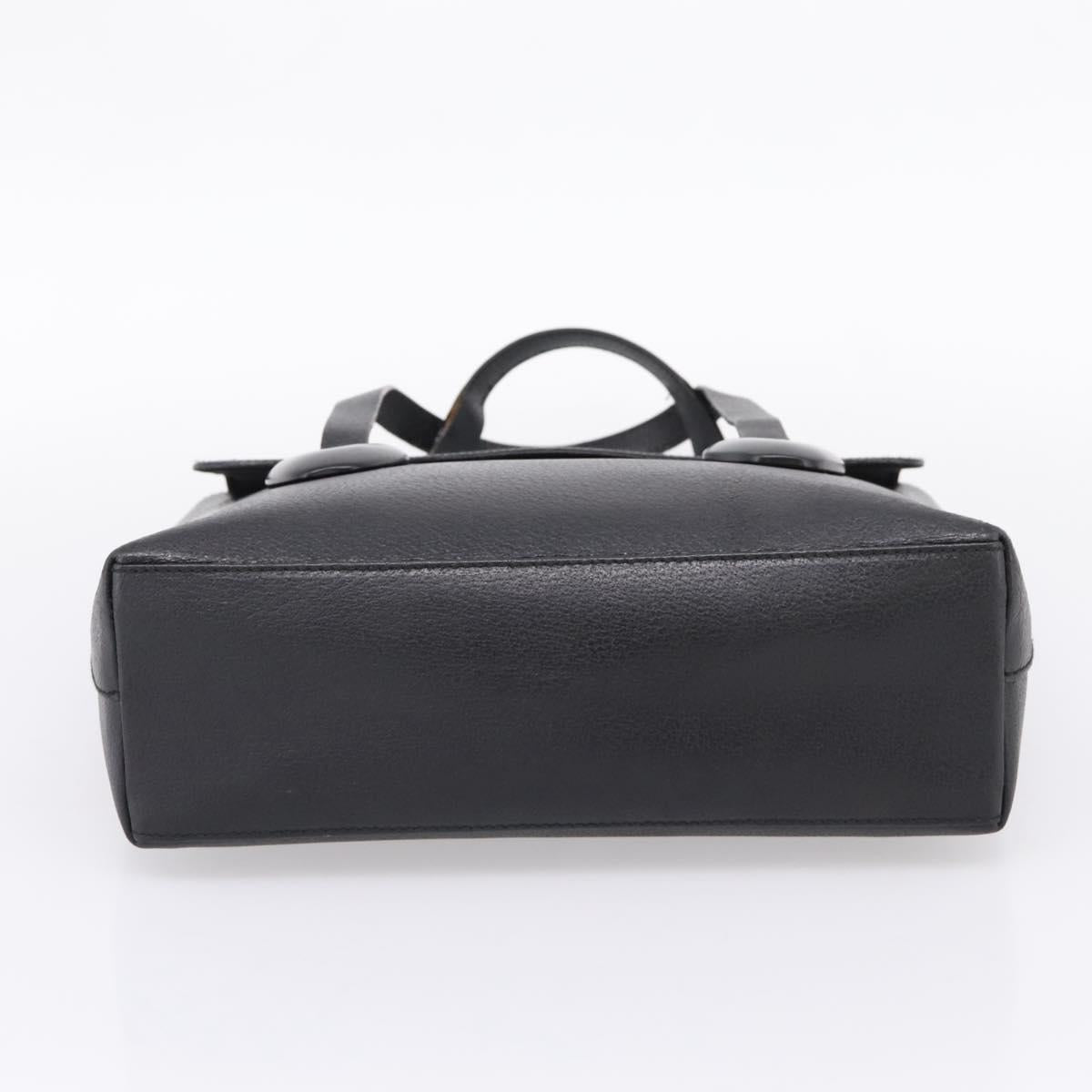 GUCCI Hand Bag Leather Black Silver 002 2123 0451 Auth 209143
