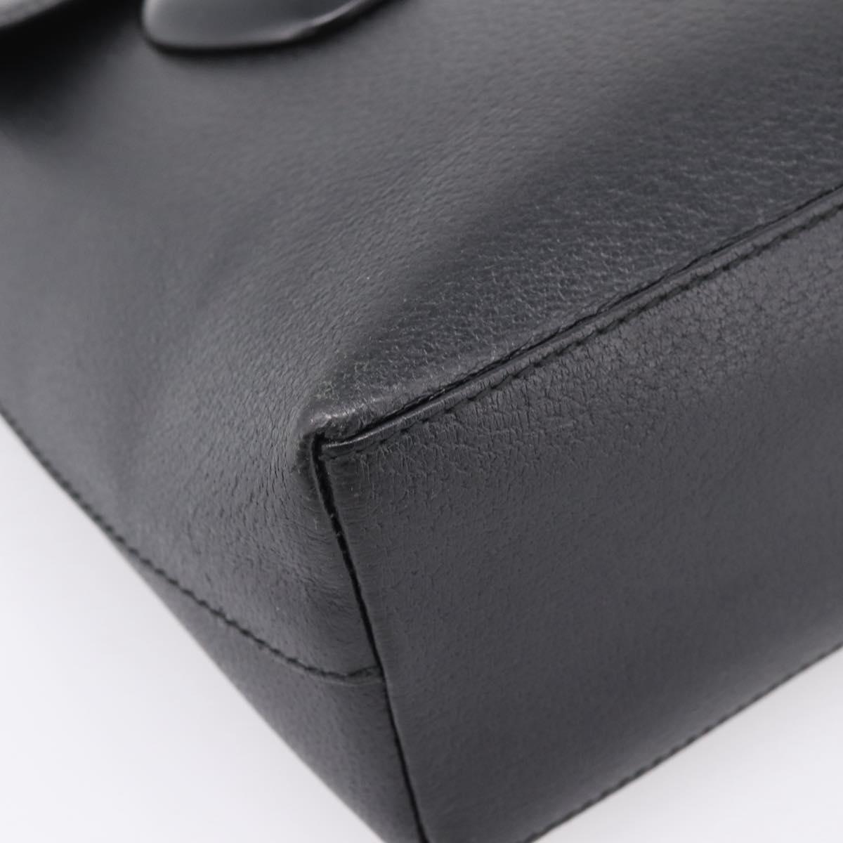 GUCCI Hand Bag Leather Black Silver 002 2123 0451 Auth 209143