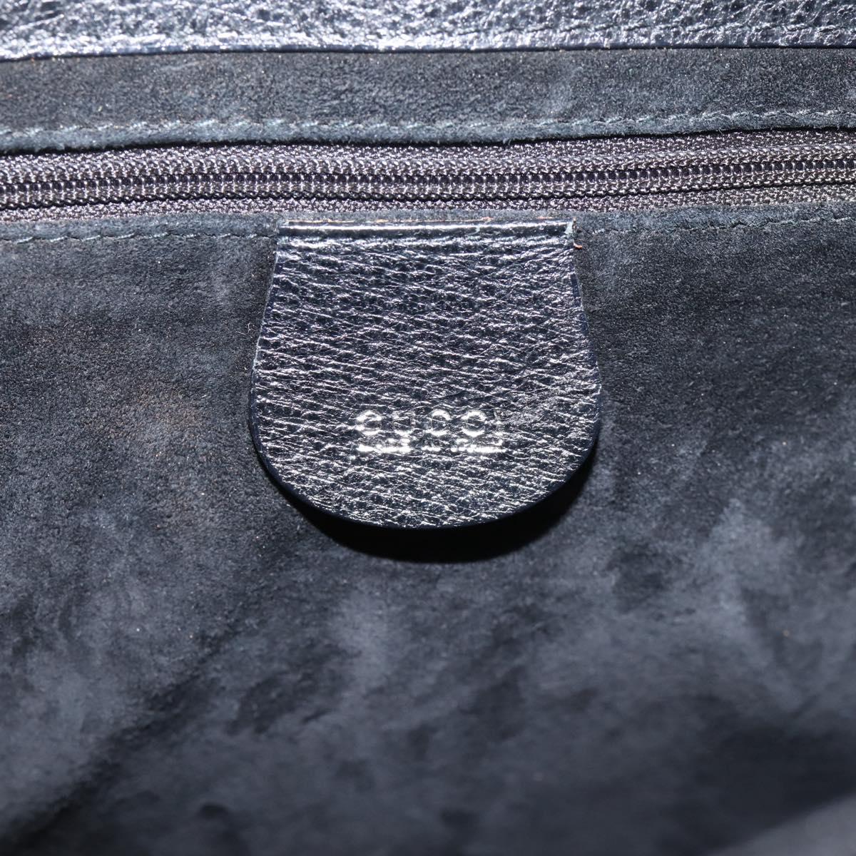 GUCCI Hand Bag Leather Black Silver 002 2123 0451 Auth 209143