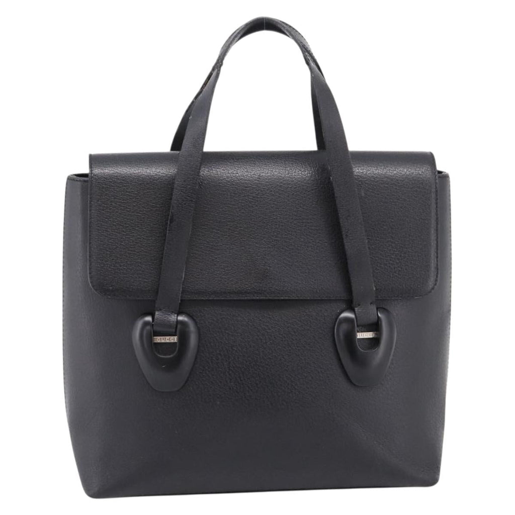 GUCCI Hand Bag Leather Black Silver 002 2123 0451 Auth 209143