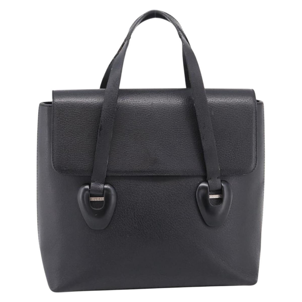 GUCCI Hand Bag Leather Black Silver 002 2123 0451 Auth 209143