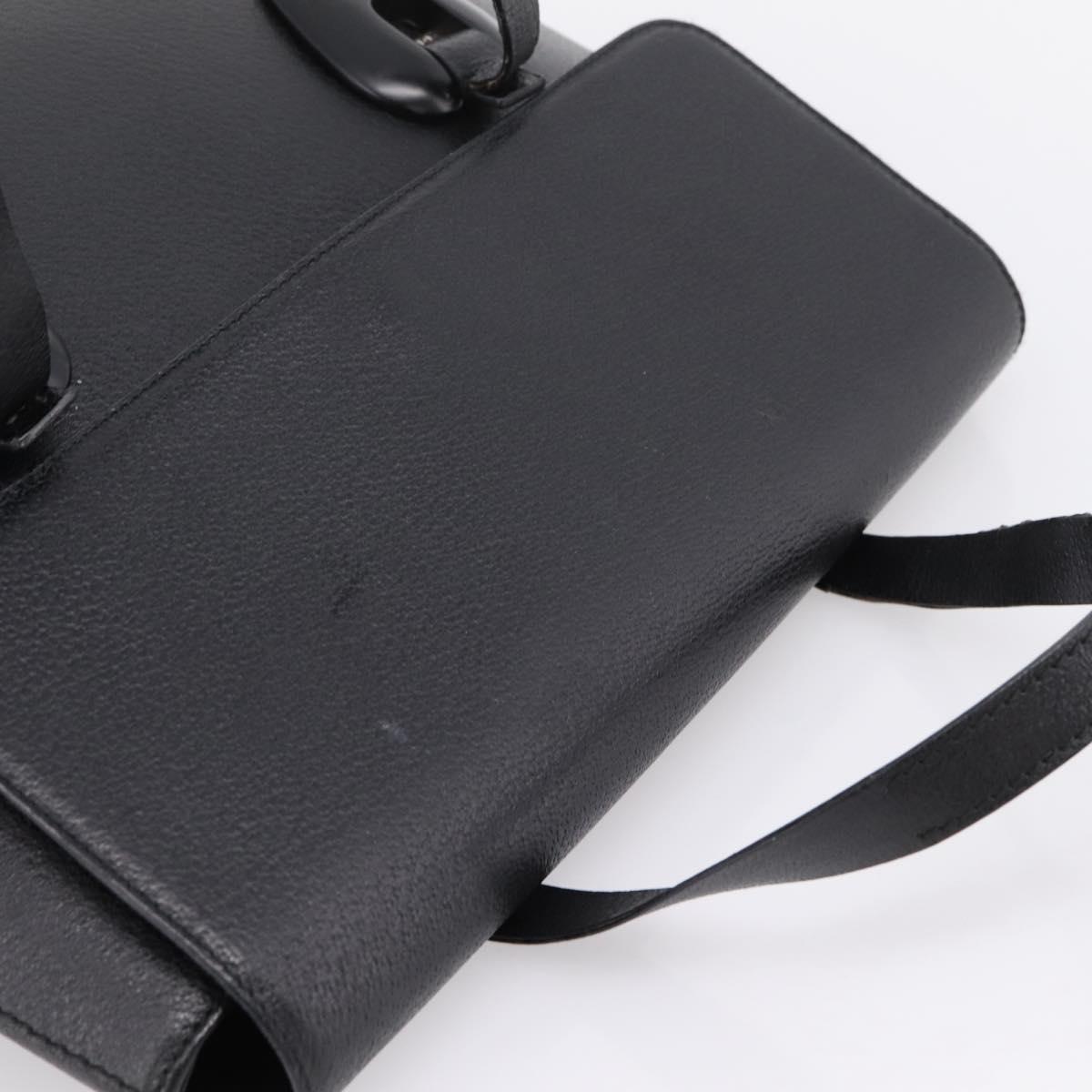 GUCCI Hand Bag Leather Black Silver 002 2123 0451 Auth 209143