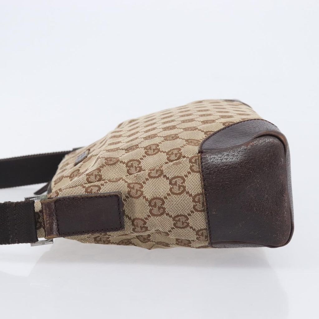 GUCCI GG Canvas Shoulder Bag Beige Silver 114273 Auth 209149
