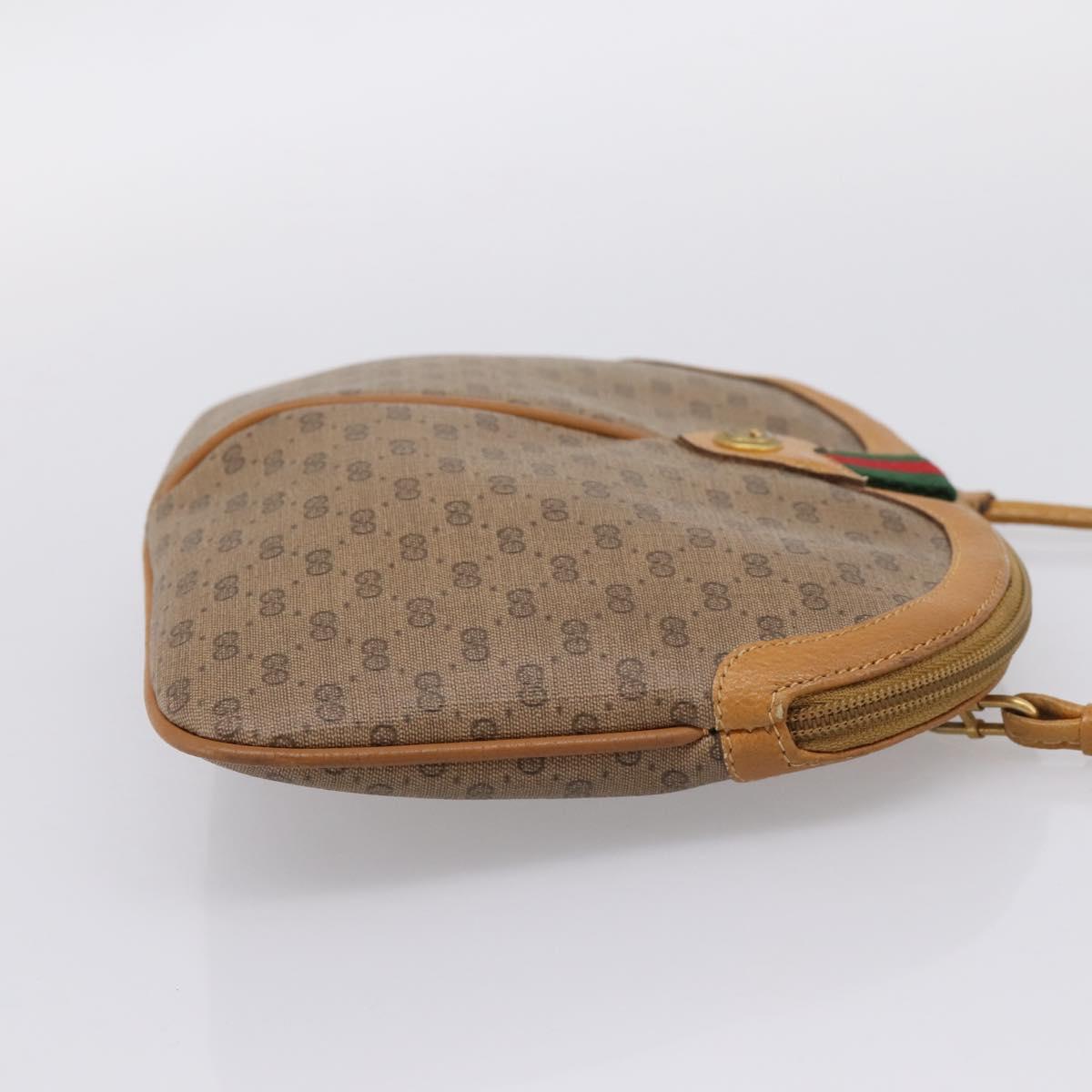 GUCCI Micro GG Web Sherry Line Shoulder Bag PVC Brown 904 02 047 Auth 209155