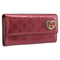 GUCCI GG Canvas Long Wallet Leather Pink Gold Tone 251861 Auth 209169