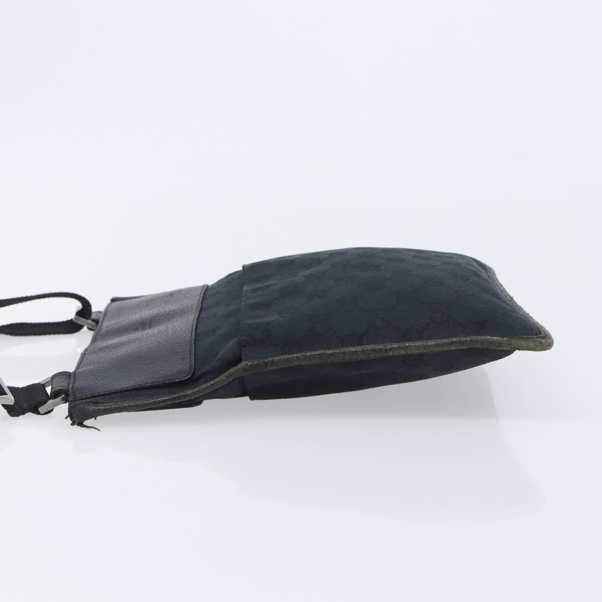 GUCCI GG Canvas Shoulder Bag Black Silver 27639 Auth 209188