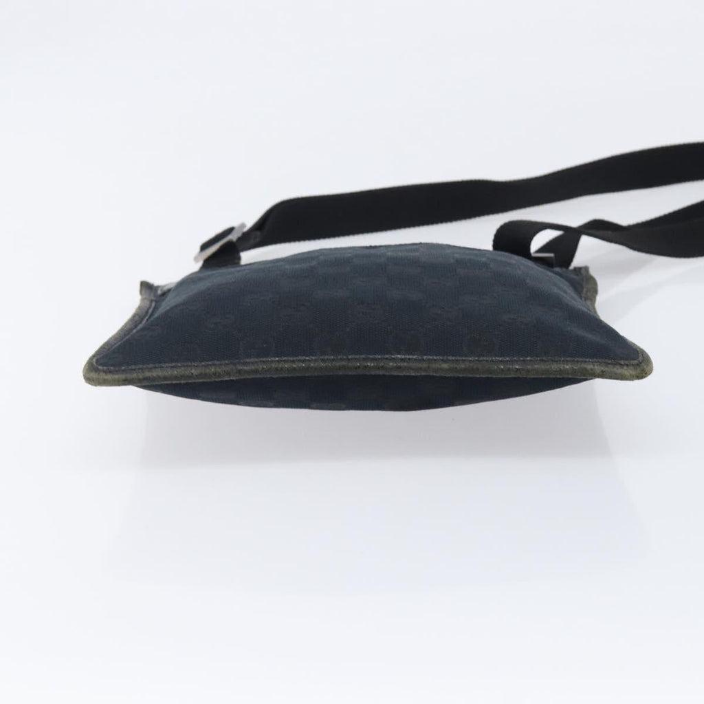 GUCCI GG Canvas Shoulder Bag Black Silver 27639 Auth 209188