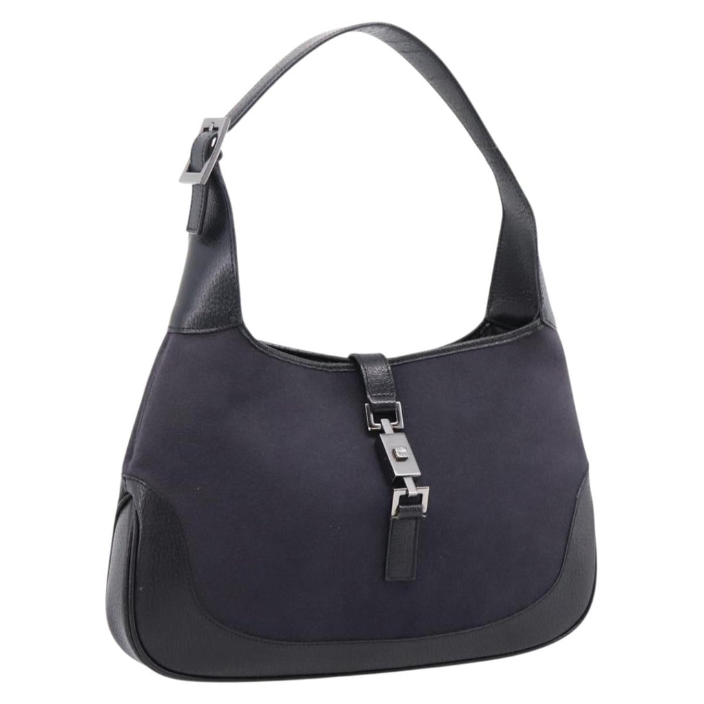 GUCCI Jackie Shoulder Bag Wool Black Silver 001 3306 Auth 209271V