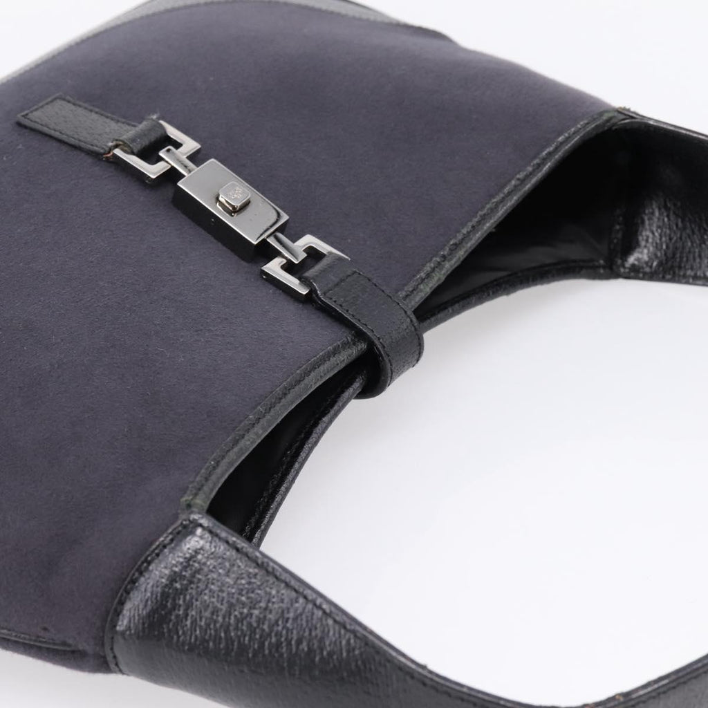 GUCCI Jackie Shoulder Bag Wool Black Silver 001 3306 Auth 209271V