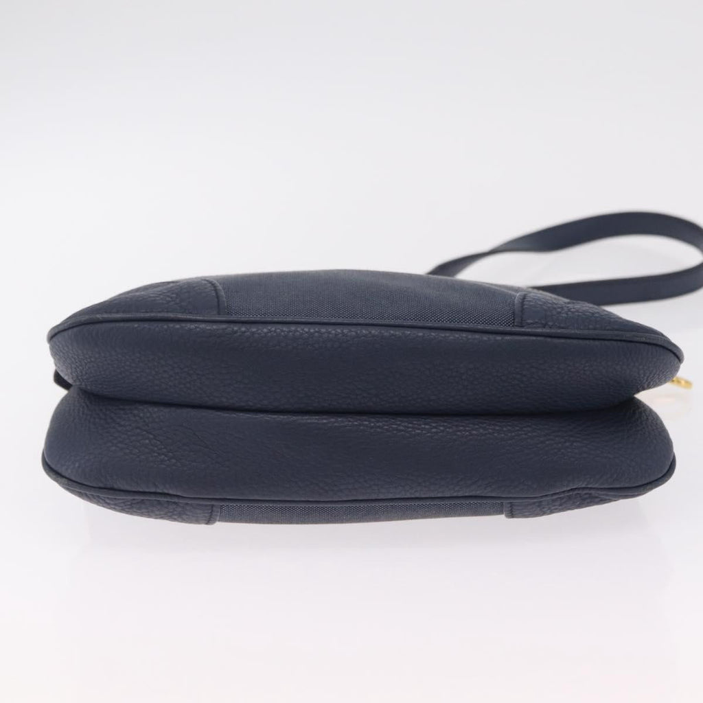 PRADA Shoulder Bag Jacquard Navy Gold Auth 209294A