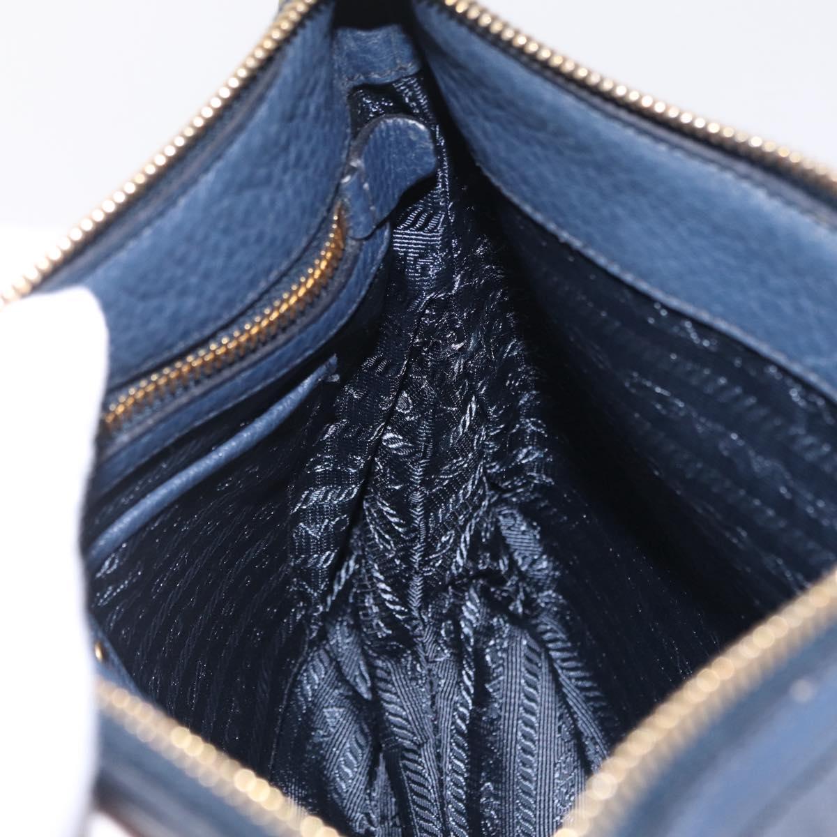 PRADA Shoulder Bag Jacquard Navy Gold Auth 209294A