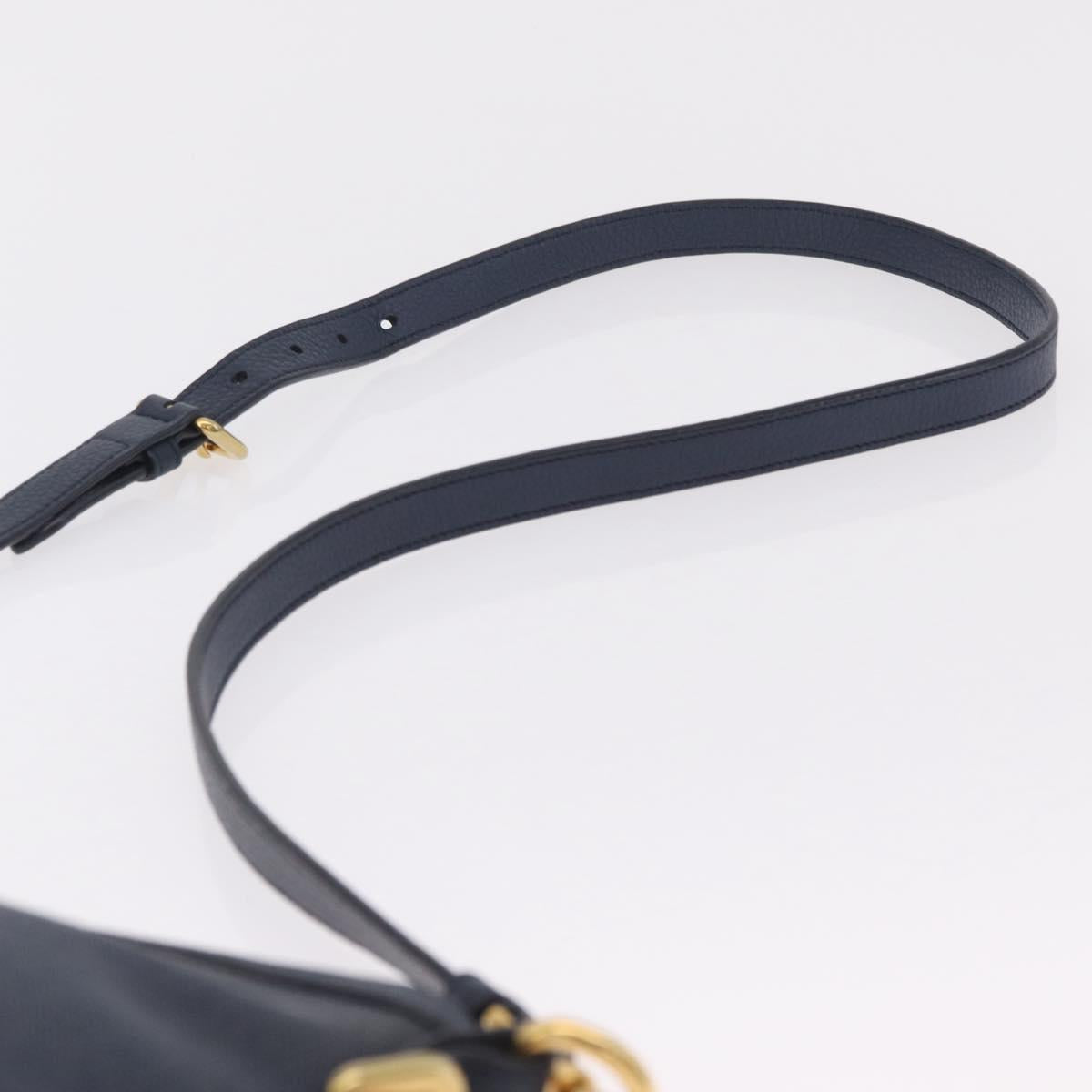 PRADA Shoulder Bag Jacquard Navy Gold Auth 209294A