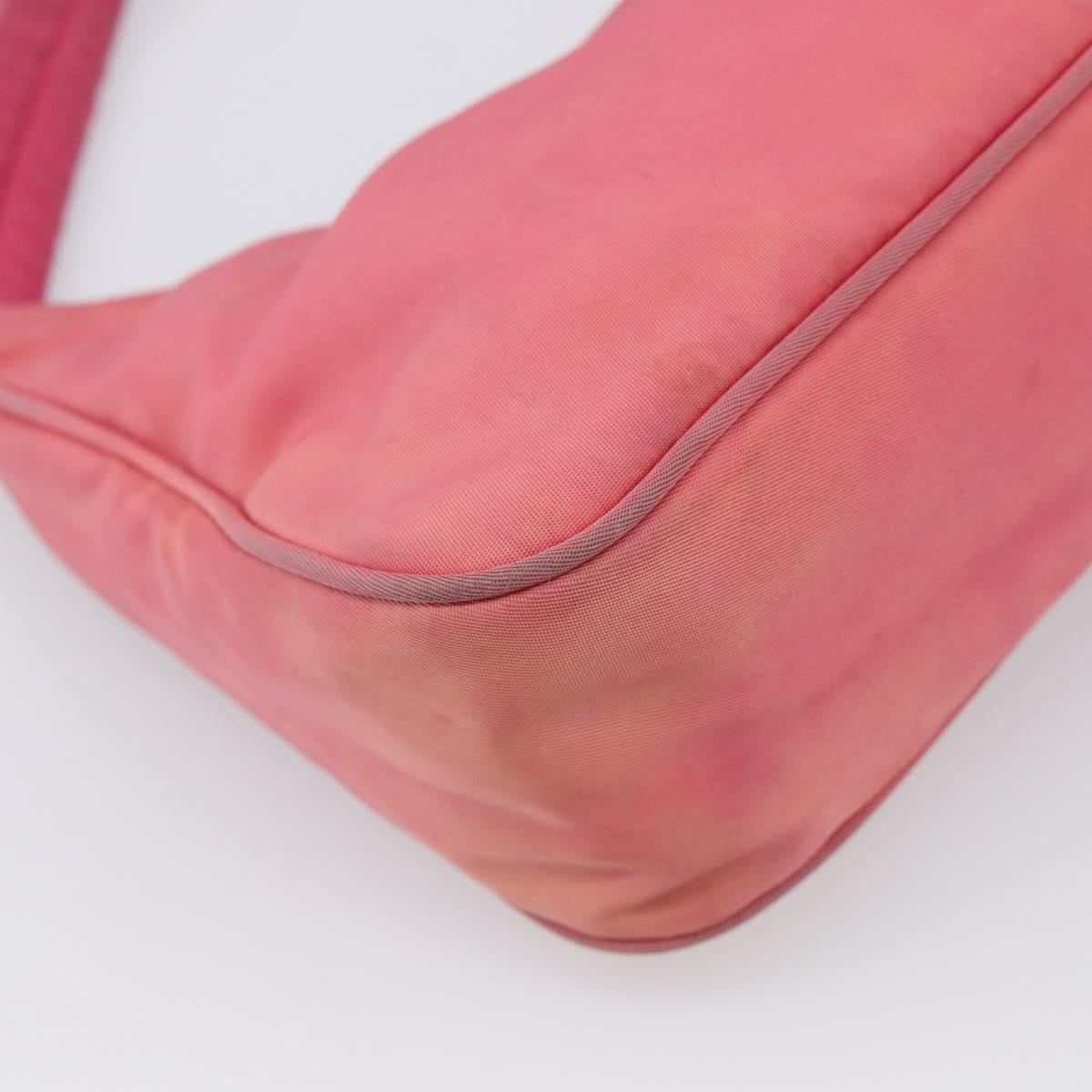 PRADA Hand Bag Nylon Pink Silver Auth 209399