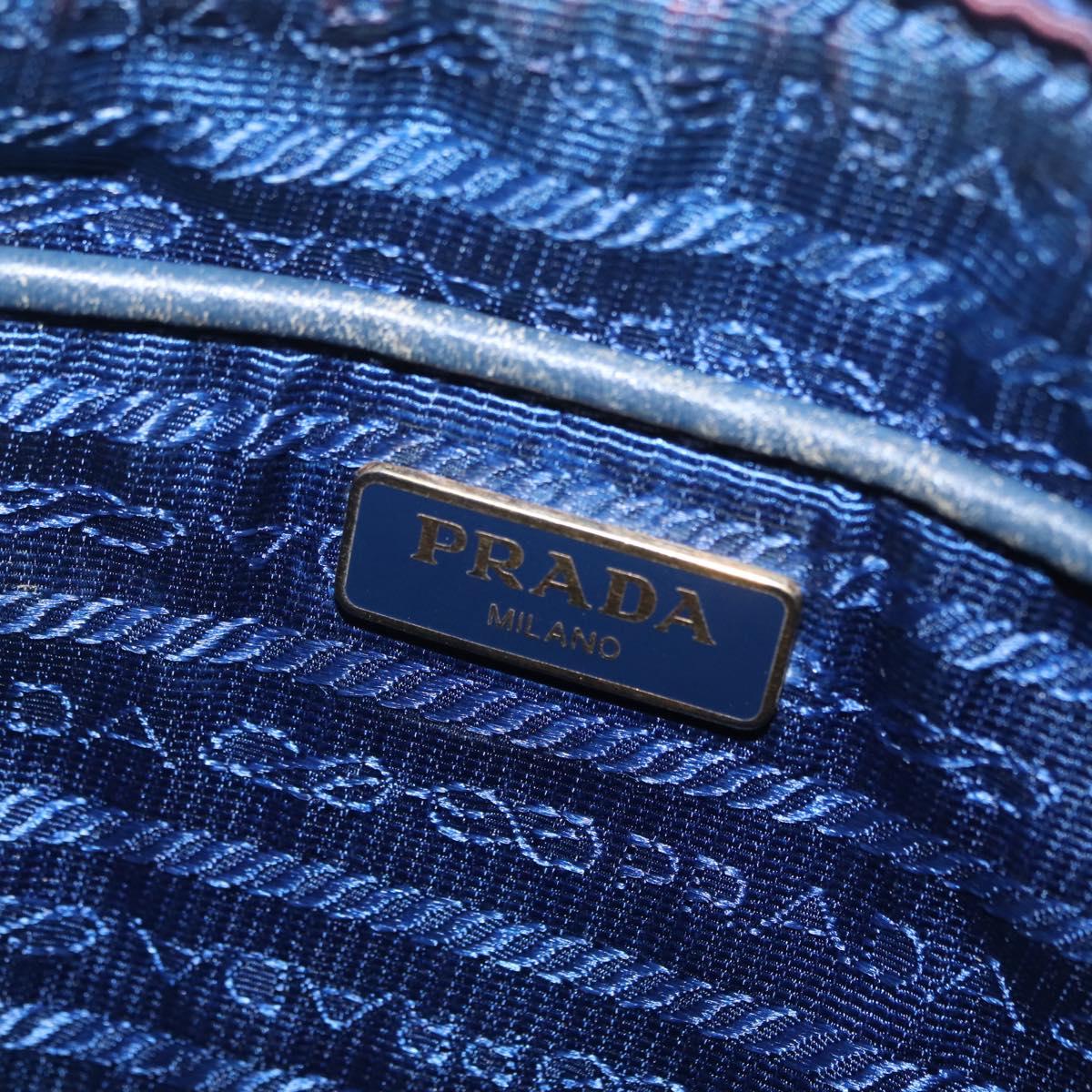 PRADA Shoulder Bag Nylon Blue Gold Auth 209511