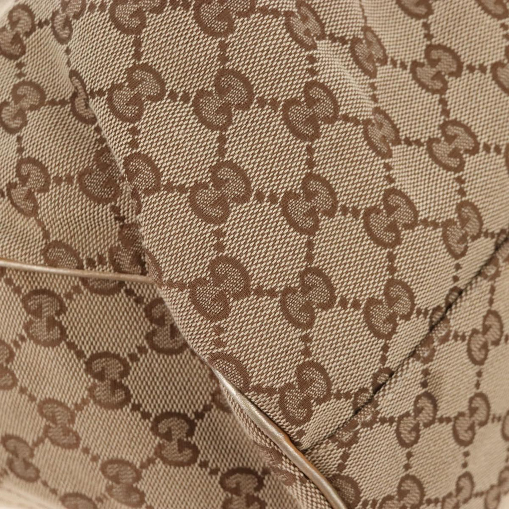 GUCCI GG Canvas Hand Bag Beige Gold 211943 Auth 209529V