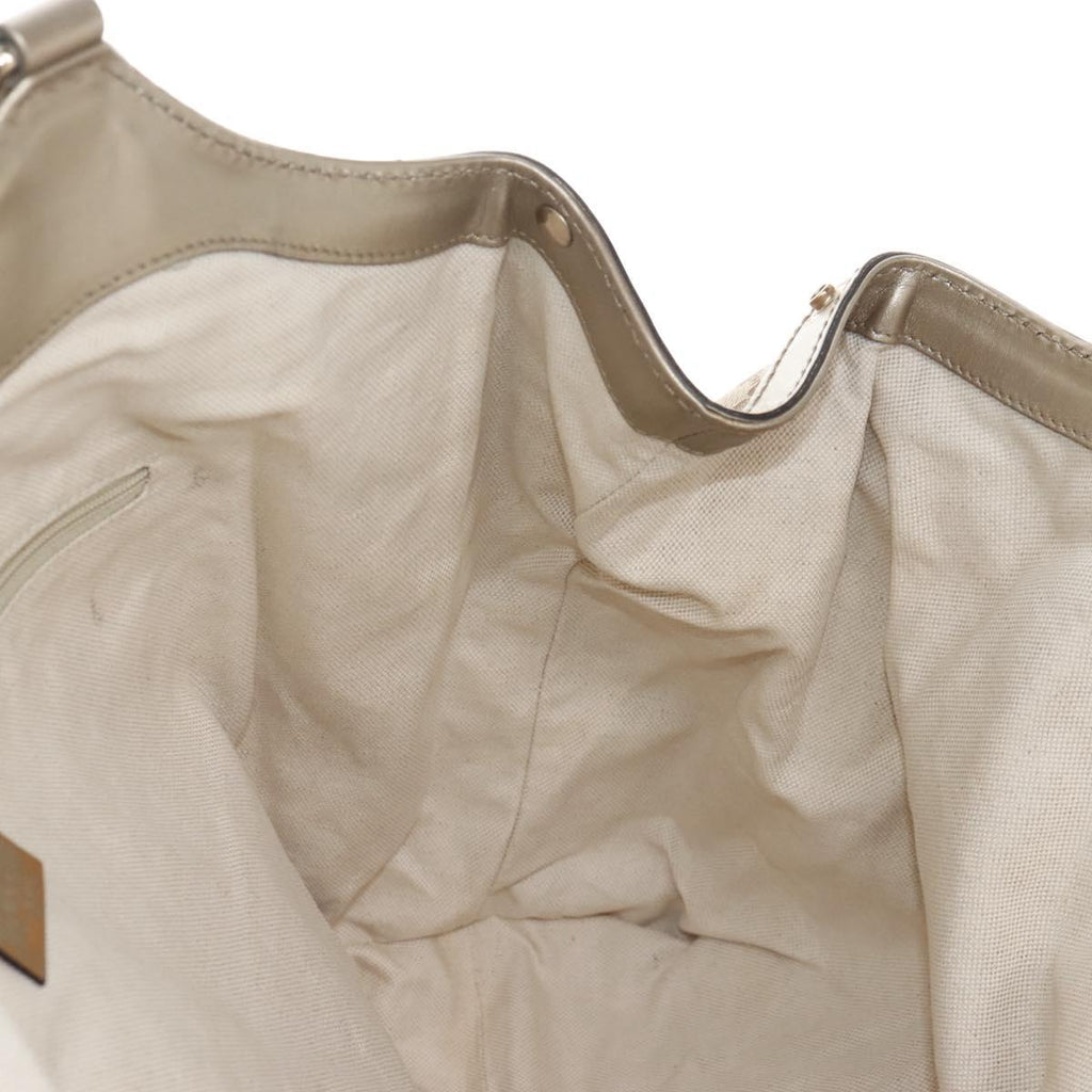 GUCCI GG Canvas Hand Bag Beige Gold 211943 Auth 209529V