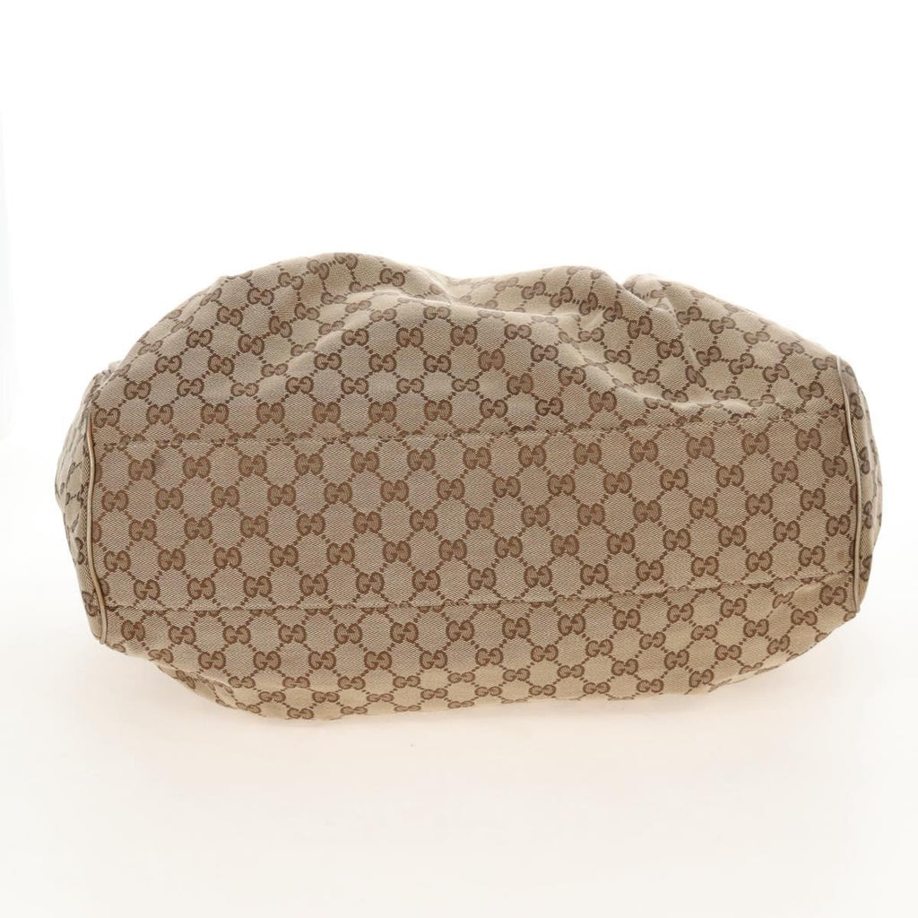 GUCCI GG Canvas Hand Bag Beige Gold 211943 Auth 209529V