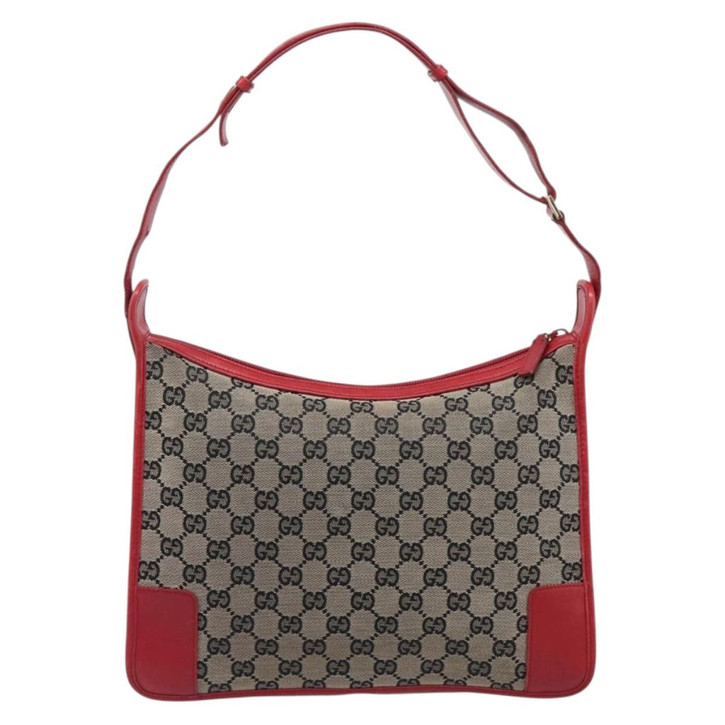GUCCI GG Canvas Shoulder Bag Navy Gold 001 4205 Auth 209531A