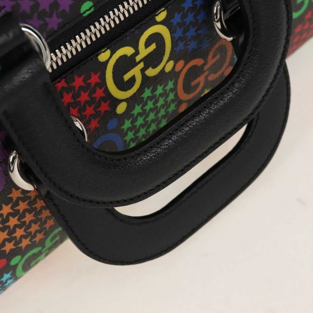 GUCCI GG Psychedelic Boston Bag PVC 2way Multicolor Silver 602619 Auth 209553M