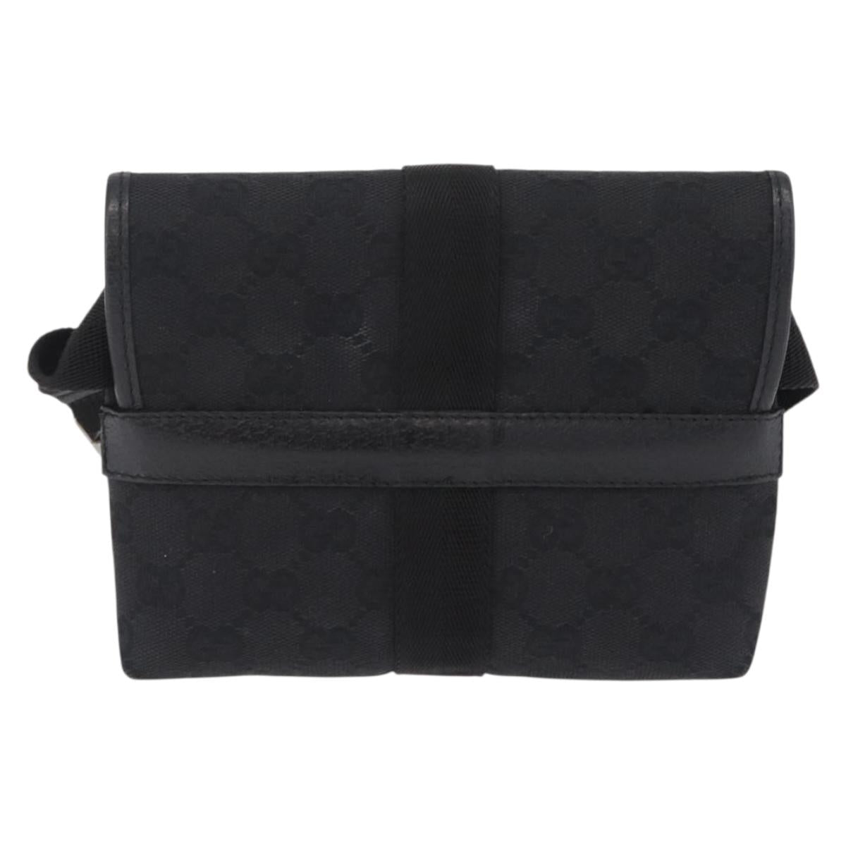 GUCCI GG Canvas Waist Bag Black Silver 131236 Auth 209592A