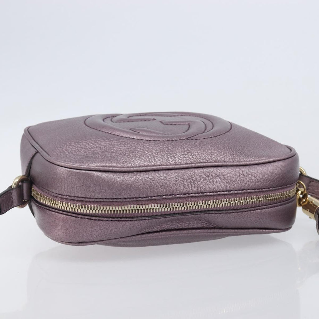 GUCCI Soho Shoulder Bag Leather Pink Gold Tone 308364 Auth 209608A