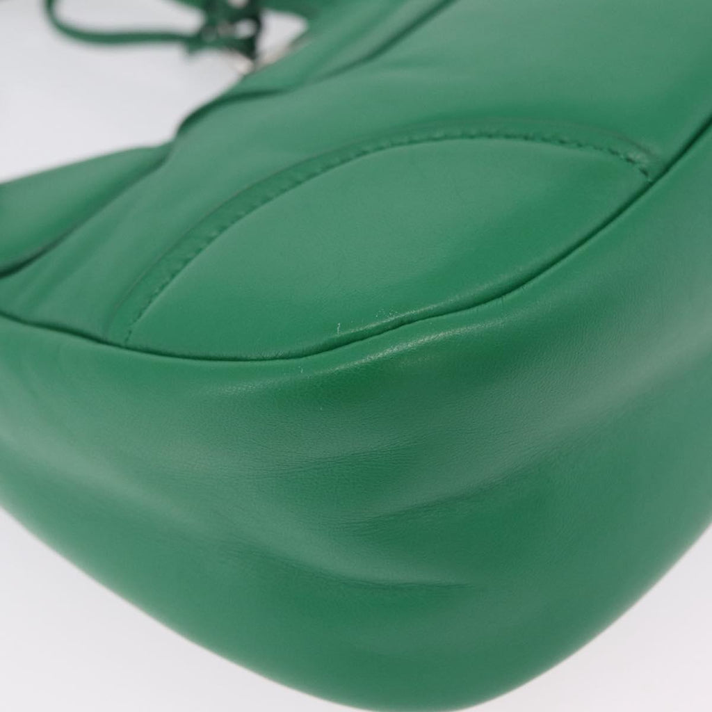 PRADA Hand Bag Leather 2way Green Silver Auth 209613SAM