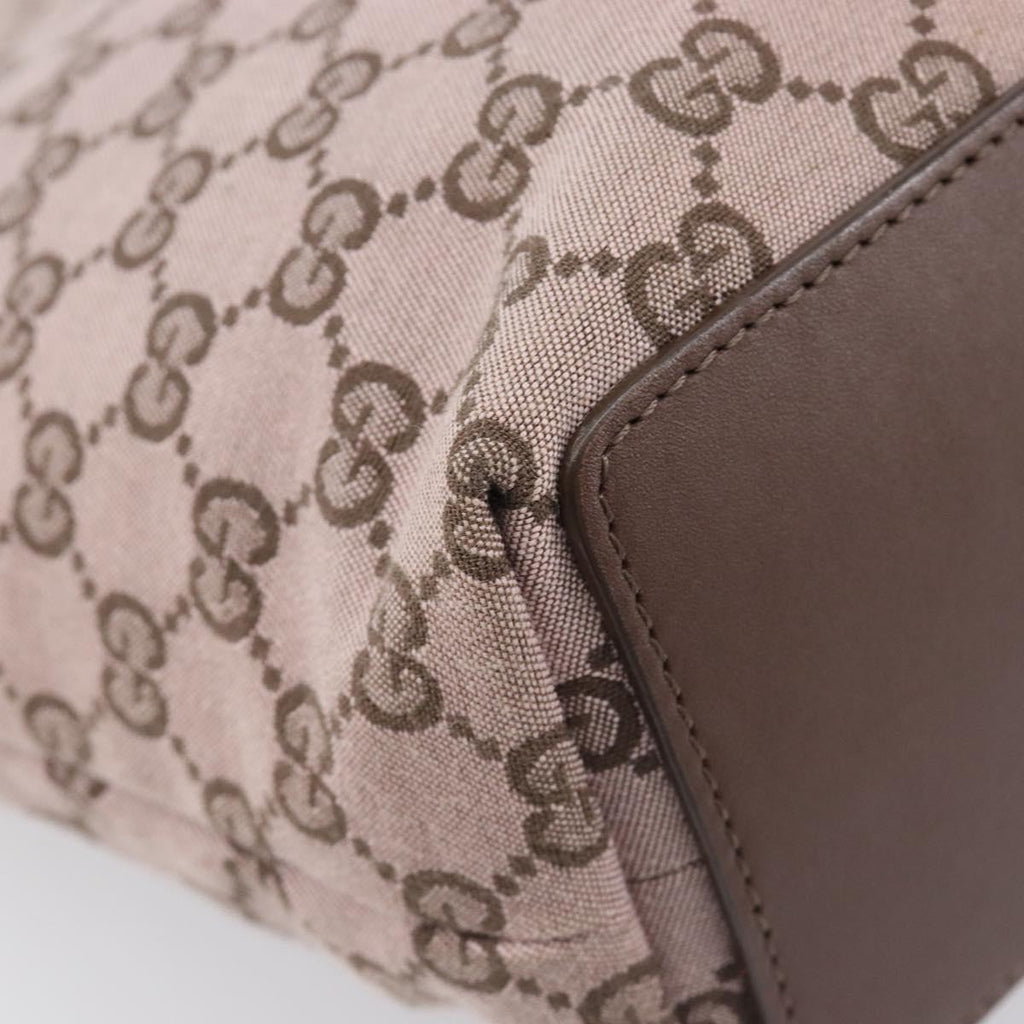 GUCCI GG Canvas Tote Bag Pink Gold Tone 002 1099 Auth 209694