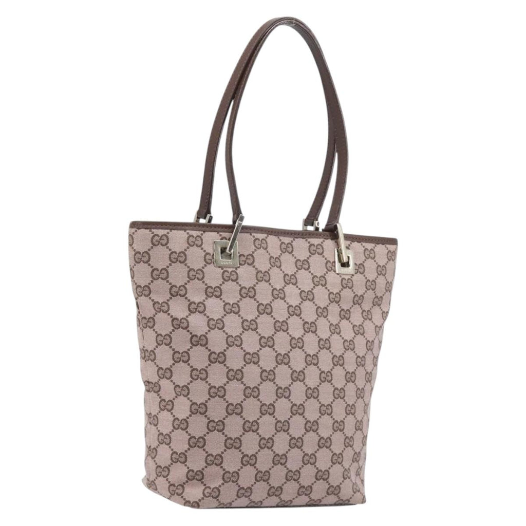GUCCI GG Canvas Tote Bag Pink Gold Tone 002 1099 Auth 209694