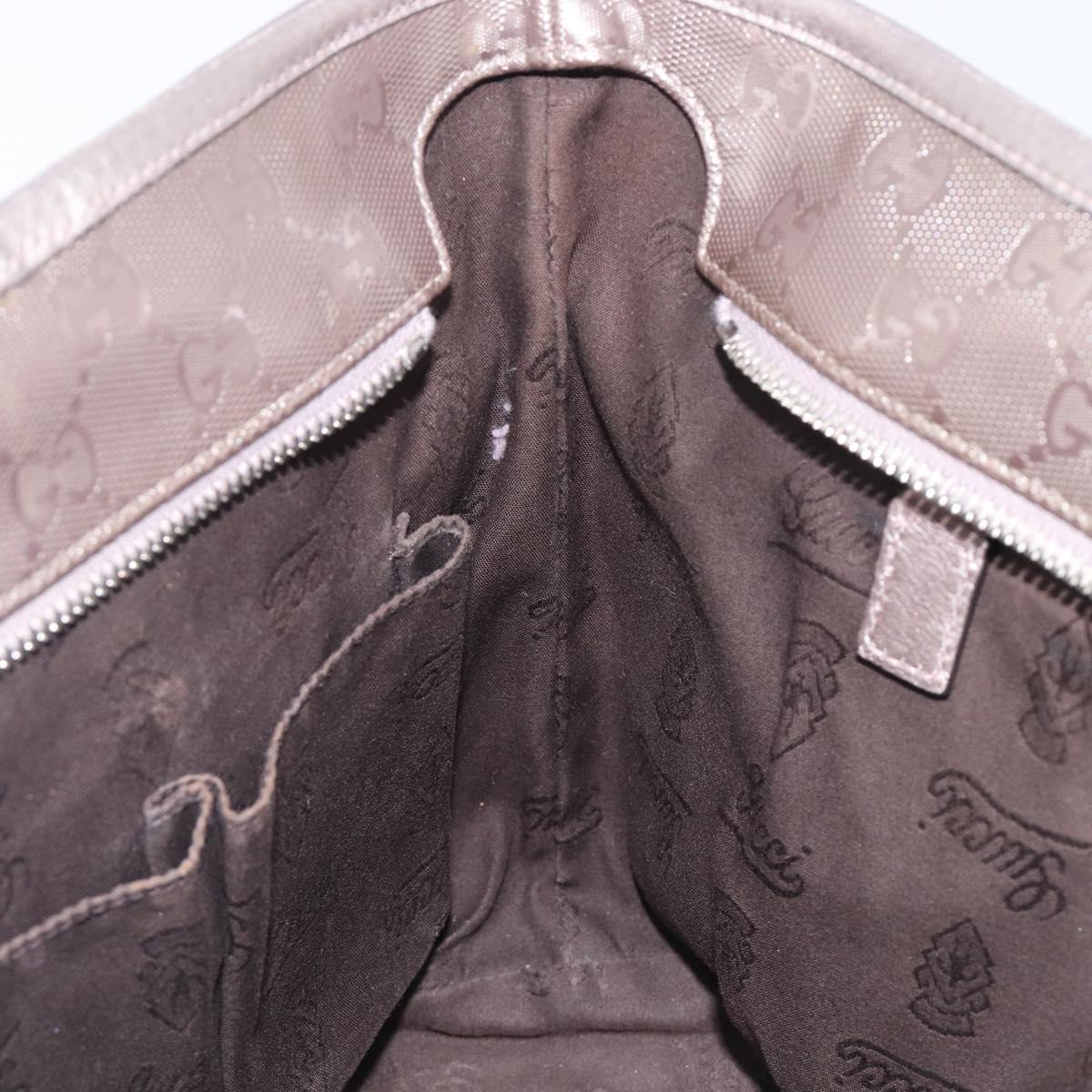 GUCCI GG Implementation Tote Bag PVC Leather Silver 211138 Auth 209695