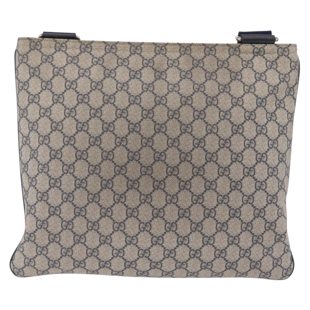 GUCCI GG Supreme Shoulder Bag PVC Navy Silver 201446 Auth 209799A