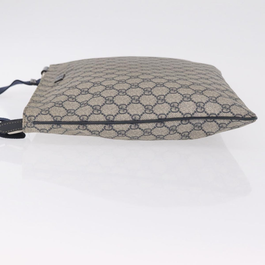 GUCCI GG Supreme Shoulder Bag PVC Navy Silver 201446 Auth 209799A