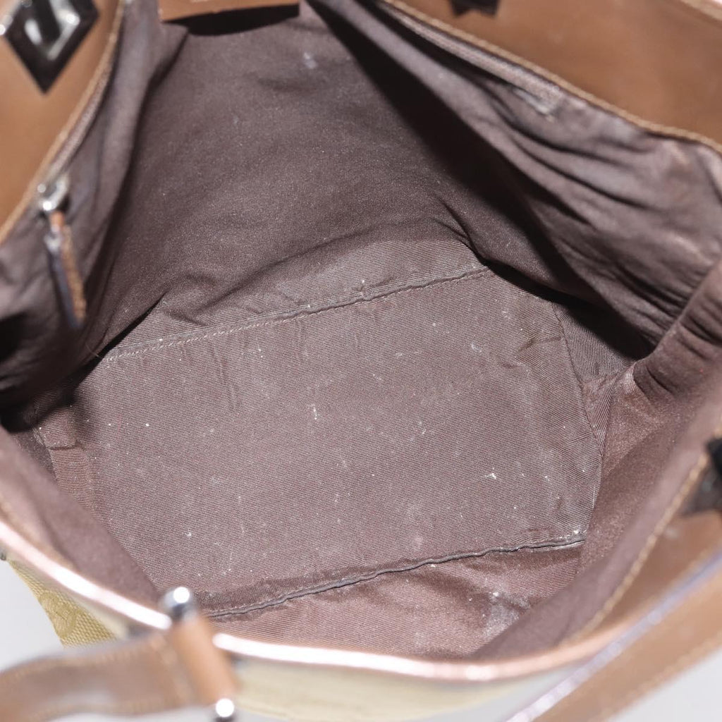 GUCCI GG Canvas Sherry Line Tote Bag Beige Silver 31244 Auth 209841A