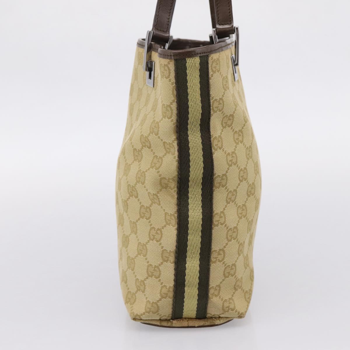 GUCCI GG Canvas Sherry Line Tote Bag Beige Silver 31244 Auth 209841A