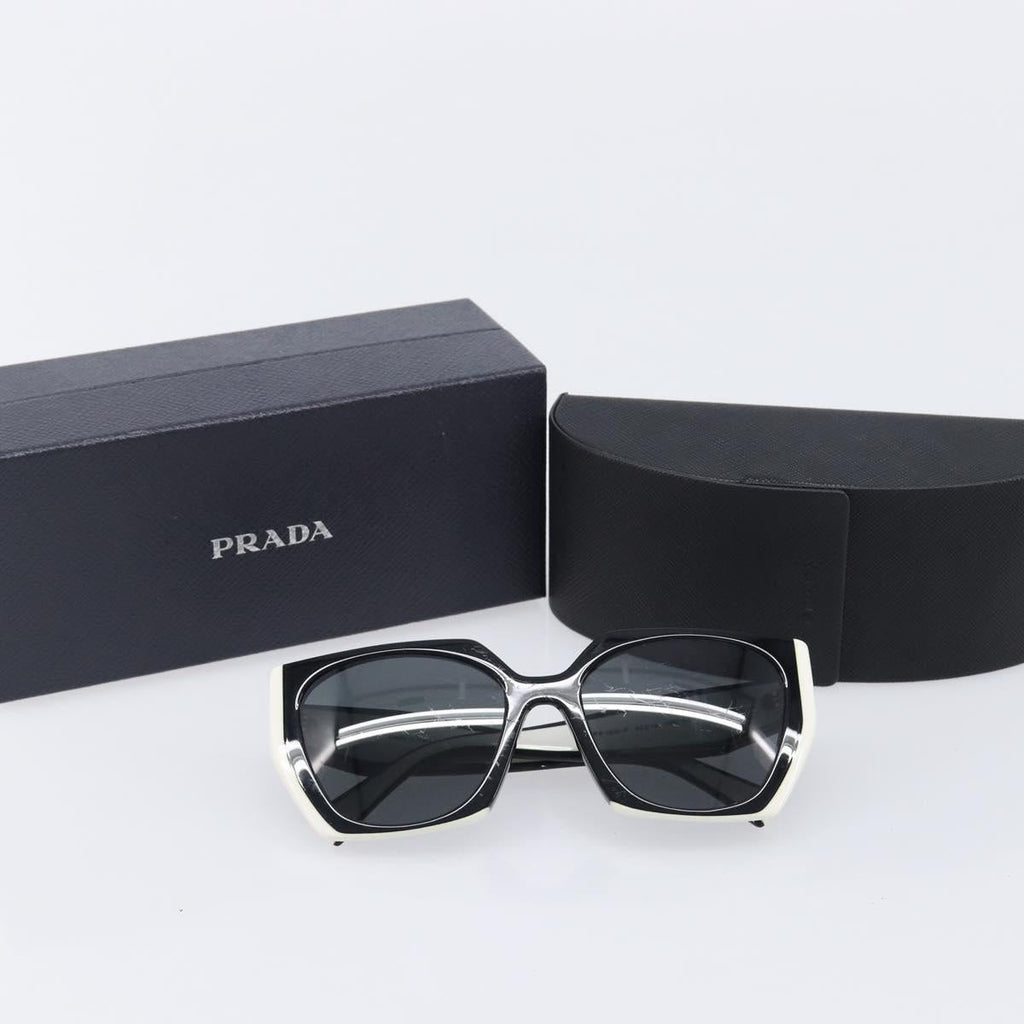 PRADA Sunglasses Plastic Black Gold Auth 209848